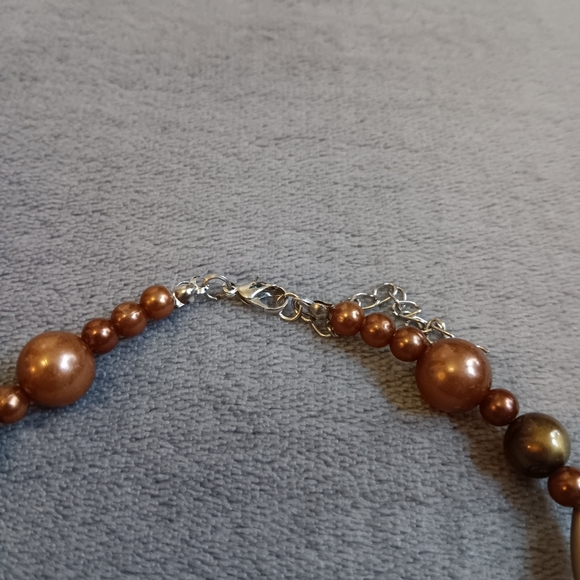 Unisex Surf Skater Boho Plastic Bead Choker, Earthy Brown Beachy Necklace - Picture 4 of 7